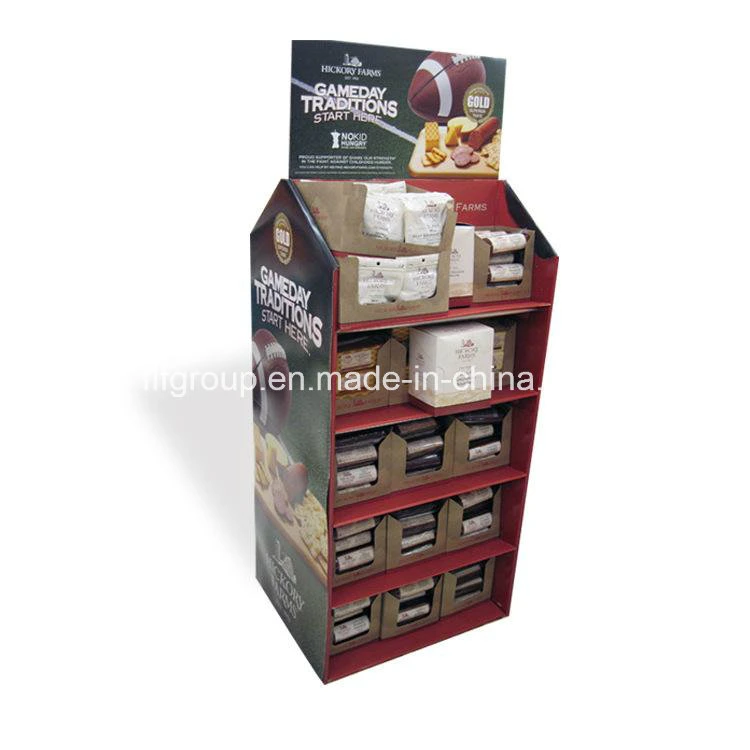 Promotional Free Standing Cosmetic Advertising Floor Display Stand with Hooks