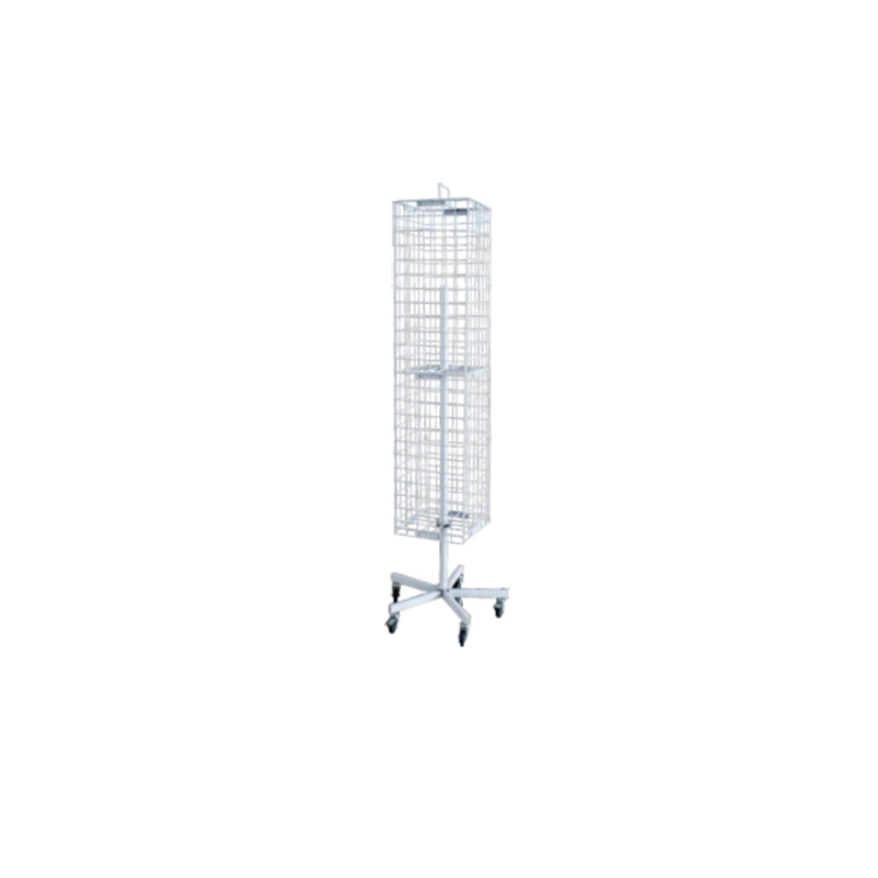 Wholesale Four Side Hooking-Style Wire Display Rack Stand Five Wheels